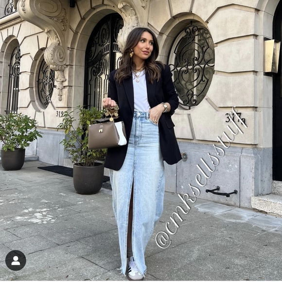 ZARA DENIM MAXI SKIRT - Picture 1 of 8